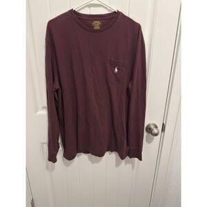 Polo Ralph Lauren Men's Maroon Long Sleeve Logo Tshirt Size Large